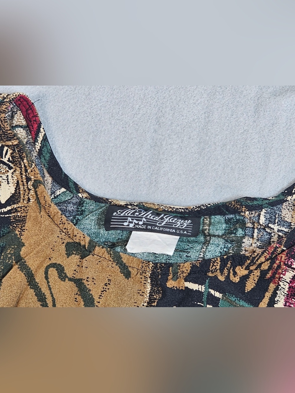 #147 Vintage All That Jazz Abstract Art Print Sleeveless Maxi Dress – Made in US - Picture 5 of 6